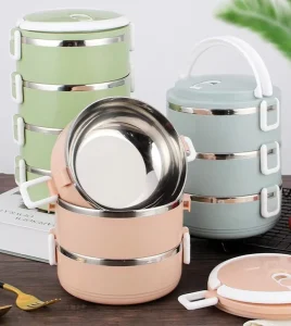 01 Stainless Steel Insulated Lunch Box Student Multi Layer Round Large Capacity Bento Food Container Custom Logo