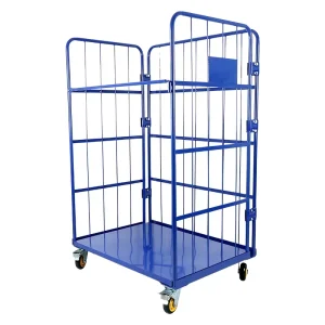 1 Layer Durable Construction Load Capacity 500kgs Powder Coating Galvanized Steel Rolling Cage Trolley for Warehouse