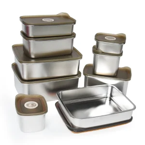 1.4/1.7/2.4/3.2L Capacity Time Recording Metal Lunch Box Set Stainless Steel Bread Keeper Box Food Storage Container With Lids