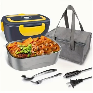 1.5 L 60W Electric Lunch Box Food Warmer Portable Food Heater with Buckle Closure 220V for Car and Home Leak Proof