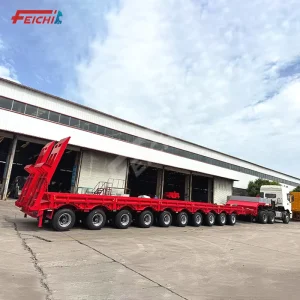 10 Axle 80 Tons Steel Container Cargo Heavy Duty Lowboy Gooseneck Mechanical Ladder Low Bed Semi Trailer