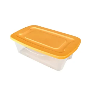 10-Gallon Stackable Clear Plastic Storage Tote with Attached Lid for Garages