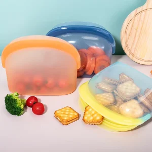 100% Silicone Leakproof Kitchen Storage Bag Microwave Safe Food Container for Vegetables Fruit Other Foods Food Storage Bag