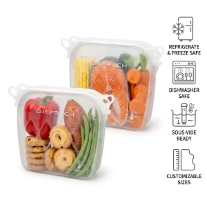 100% Silicone Magnetic Kitchen Storage Bag Microwave Safe Food Container for Vegetables Fruit