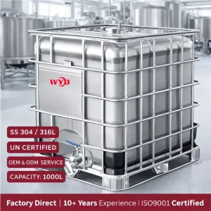 1000L Stainless Steel Certified IBC Tank Bulk Container Pressure Vessel for Liquid Nitrogen Storage