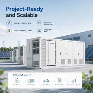 1000kW 2MWh Liquid Cooled LiFePO4 Container BESS for EV Charging Hub
