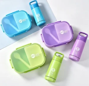 1000ml 3 Compartment Leakproof Bento Lunch Box with Water Cup BPA Free Microwave Safe Eco Friendly Container for Students Kids