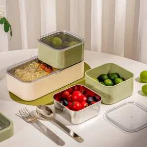 1080ml Stainless Steel Lunch Box for Kids Leak Proof Food Containers Reusable Lunch Container Metal Bento Box Adult Microwave