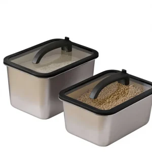 10kg Large Capacity 304 Stainless Steel Food Container for Kitchen Rice Dispenser Grain Storage Box