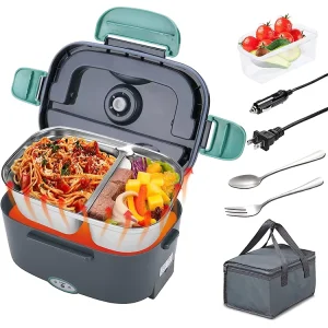 110V 12V 60W 80W Portable Electric Lunch Box 60W 80W Food Warmer with Removable Stainless Steel Container for Car and Home Use
