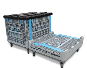 1200*1000*975mm Large Heavy Duty Stackable Collapsible Eco Friendly Vented Plastic Folding Container Grey Easily Assembled
