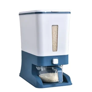 12kg 20-35L Plastic Airtight Rice Dispenser Storage Box Rectangular Dry Food Container for Home
