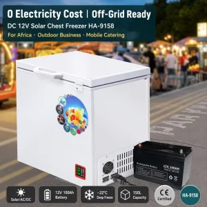 150L DC 12V Solar Chest Freezer -22°C Deep Cooling Refrigerator for Off Grid Solar Power Systems Africa