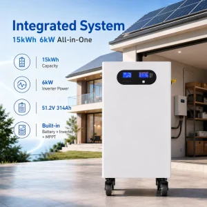 15KwH All in One Solar Home Energy Storage 48V 280Ah LiFePO4 Lithium Ion Battery Pack with 6.2Kw Solar Inverter