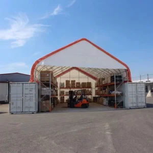 15m Wide 50’x40′ Double Truss Container Shelter Canopy for 40ft Shipping Containers and Outdoor Storage