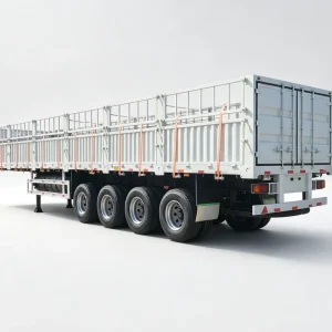 16T Triple-Axle Steel Fence Semi-Trailer with Stake Cargo Body, 12R22.5