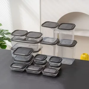 17 Pcs set Transparent Kitchen Storage Container Box Food Container Refrigerator Organizer Snacks Nuts Fruits Storage Box Jars