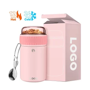 18 8 Stainless Steel Insulated Food Container With Pattern Two Layer Metal Lunch Box with Separate Snack Storage on Top