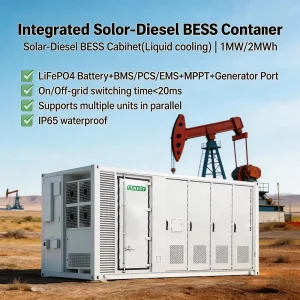 1MWh 2MWh Containerized Energy Storage System BESS Lithium Battery Solar Storage Container for Commercial Industrial