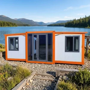 2 Bedroom Prefabricated House Dual-Side Extension Container with Living Room Custom Waterproof Roof for Emergency Shelter