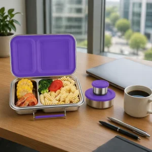 2-Compartment Food-Grade 304 Stainless Steel Lunch Box