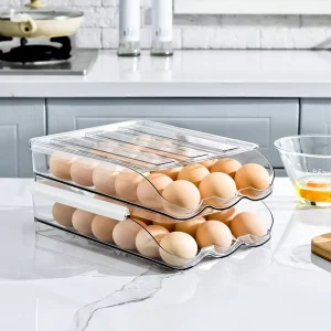 2-Layer Kitchen Egg Storage Container with Freshness Preservation PET+PP Plastic for Refrigerator