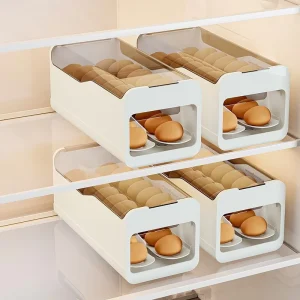 2-Layer Plastic Press-Roll Egg Holder Organizer for Fridge and Kitchen, Portable Shock-Proof Egg Storage Box