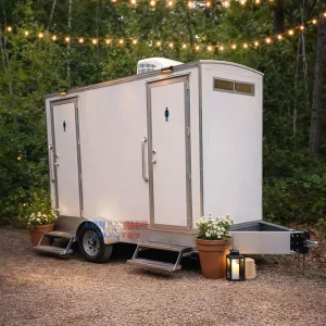 2 Stall Canadian Standard Restroom Trailer with AC Luxury Bathroom Trailer Mobile Toilet Trailer for Outdoor Events