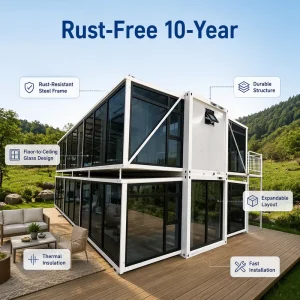 2 Story Modular Mall Commercial Unit with Panoramic Glass Wall Prefabricated Building for Restaurant Retail