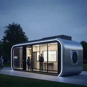 2 Story Modular Prefab Steel Cabin Waterproof 40ft Tiny House with Capsule Office for Apple Storage or Office Space