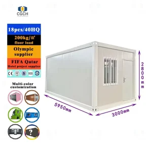 20 ft Modern Flat Pack Container Houses Ready-to-Living Construction for Labor Dormitory Customized Office Building Kitchen