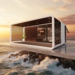 20 ft Modern Luxury Outdoor Sunroom Apple Cabin Glass House with Sliding Design Steel Frame and Waterproof Flat Roof for Villas