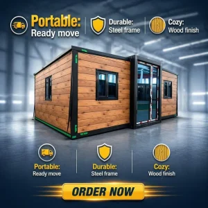 20FT 40FT Expandable Double Wing Folding Light Steel Container House Eco Friendly Modular Prefab Tiny Home 2 Bedrooms Fast