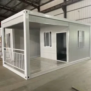 20FT Flat Pack Container House Prefab Modular Steel Tiny Home with Glass Curtain Wall for Office Studio Garden Outdoor
