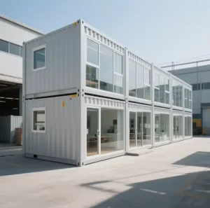 20FT Flat Pack Container House Prefab Modular Steel Tiny Home with Glass Curtain Wall for Office Studio Garden Outdoor