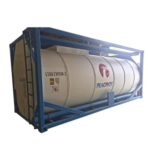 20FT ISO 17.5cbm Hydrochloric Acid Chemical Liquid Tank Container 16MM LLDPE7042 Lining 0.4MPa Working Pressure 40~+50
