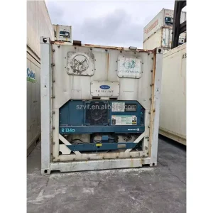 Used 20RF refrigerated container with good cooling performance, suitable for frozen and fresh cargo.