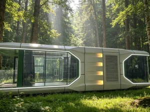 20ft 1 Bedroom Smart Control Space Capsule With Kitchen Living Room Balcony for Family Backyard & Glamping Resort