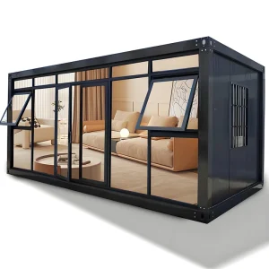 20ft 40ft Detachable Prefab Container House Modern Luxury Design Black Glass Curtain Wall Breathable Steel Villa Apartment