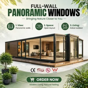 20ft 40ft Expandable Container House with Glass View for Latam Housing Project