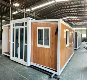20ft 40ft Foldable Double Wing Container House Rock Wool PU Panel Broken Bridge Aluminium Window Galvanized Steel 4PCS 40HQ