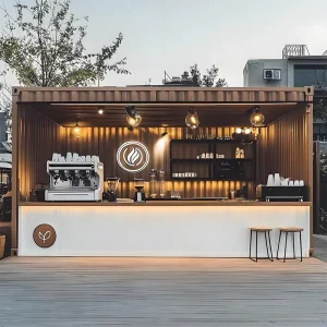 20ft & 40ft Folding Steel Container Prefab Modular House for Coffee Shop Restaurant Shipping Bar Cafe Kitchen Food Storage