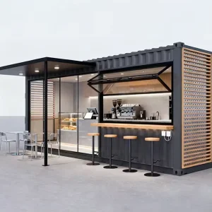 20ft 40ft Modified Steel & Wooden Shipping Container Outdoor House for Cafes Bars