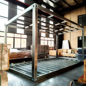 20ft 40ft Prefab Detachable Galvanized Hot Baking Paint Single Slope Steel Metal Container Frame House Kit For Latvia