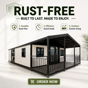 20ft A-Frame Prefabricated House with Large Veranda and Sloped Roof for Eco-Tourism