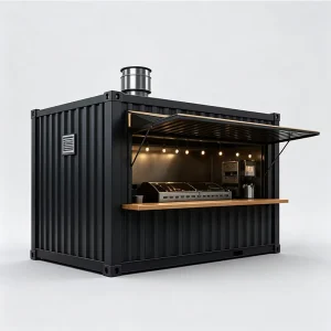 20ft Container Cabin for Outdoor Deck Kitchen Eco Tourism Resorts with Eco Friendly Sandwich Panel Glass Wall for Commercial Use