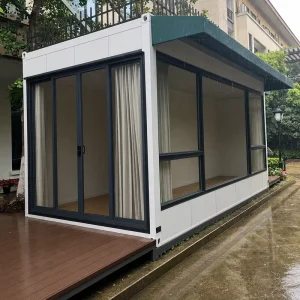 20ft Container Showroom Prefab Retail Exhibition Space Custom Color Interior 5 Year Warranty