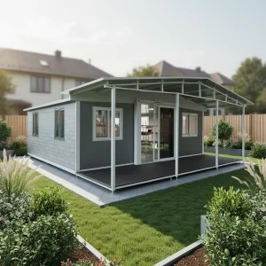20ft Expandable Steel-Wood Hybrid Container House with 2 3 Bedroom & Office Combo Premium Bathroom Modern Design