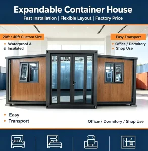 20ft Flatpack Ready Made 2 3 Bedroom Mobile House Prefab Modular Homes Prefabricated Container House Tiny Houses with Toilet