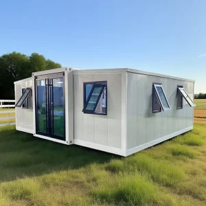20ft Foldable Container 4 Bedroom House Prefabricated Mobile Home Wheels 3 Rooms Farmhouse Design Grey Color Quick Module